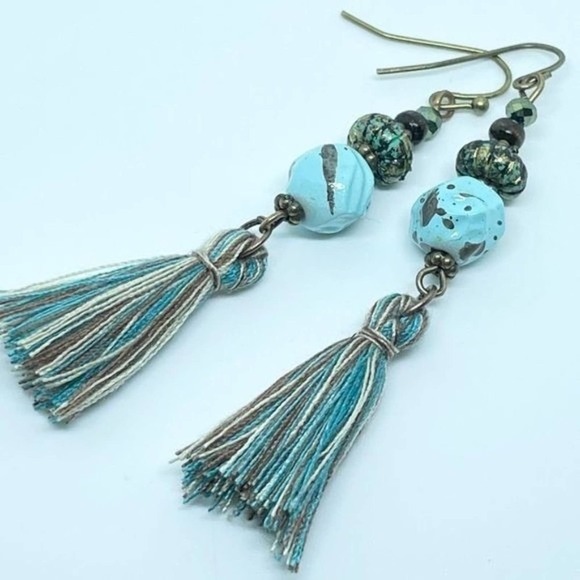 Tassel Long Dangle Boho Earrings - Picture 12 of 13